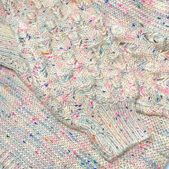 NWOT KORI Flecks of Rainbows Sweater Confetti Chunky Knit Balloon Sleeves Top- M - Picture 10 of 10